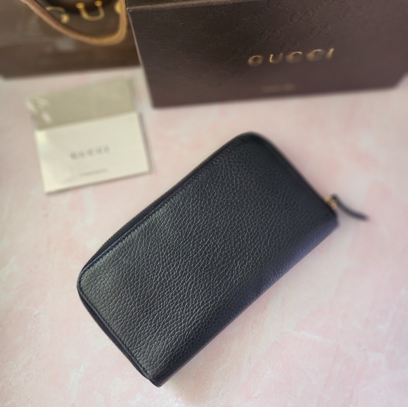 100% AUTHENTIC Gucci GG Long Zippy Wallet Black Complete Inclusion with Box - Picture 3 of 6